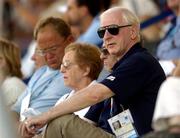 27 August 2004; President of the Olymic Council of Ireland Pat Hickey pictured watching the Individual Jumping Competition. Markopoulo Olympic Equestrian Centre. Games of the XXVIII Olympiad, Athens Summer Olympics Games 2004, Athens, Greece. Picture credit; Brendan Moran / SPORTSFILE
