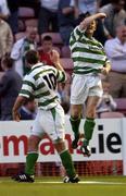 27 August 2004; Shamrock Rovers' Trevor Molloy, right, celebrates after scoring his sides first goal with team-mate Keith O'Halloran. eircom League, Premier Division, Bohemians v Shamrock Rovers, Dalymount Park, Dublin. Picture credit; David Maher / SPORTSFILE