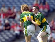29 August 2004; Rory Keating, right, celebrates with Kerry  goal scorer Darren O'Sullivan. All-Ireland Minor Football Championship Semi-Final, Kerry v Laois, Croke Park, Dublin. Picture credit; Ray McManus / SPORTSFILE