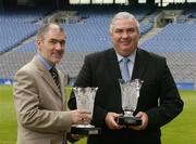 30 August 2004; Mickey Harte and Joe Kernan who accepted the Lucozade 'Breakthrough' award in football for their respective counties, Tyrone and Armagh. Clare won the award for hurling. Croke Park, Dublin. Picture credit; Ray McManus / SPORTSFILE
