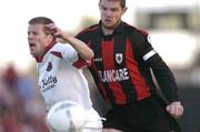 30 August 2004; James Keddy, Bohemians, in action against Barry Ferguson, Longford Town. eircom League Cup final, Longford Town v Bohemians, Flancare Park, Drogheda. Picture credit; David Maher / SPORTSFILE