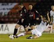 30 August 2004; Vinny Perth, Longford Town, is tackled by Kevin Hunt, Bohemians. eircom League Cup final, Longford Town v Bohemians, Flancare Park, Drogheda. Picture credit; David Maher / SPORTSFILE