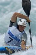 19 August 2004; Benoit Peschier of France in action during the 2nd run of the Men's K1 Heats. Olympic Canoe / Kayak Slalom Centre. Games of the XXVIII Olympiad, Athens Summer Olympics Games 2004, Athens, Greece. Picture credit; Brendan Moran / SPORTSFILE