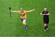 28 September 2013; David McInerney, Clare, celebrates as referee James McGrath, right, blows the full time whistle. GAA Hurling All-Ireland Senior Championship Final Replay, Cork v Clare, Croke Park, Dublin. Picture credit: Daire Brennan / SPORTSFILE
