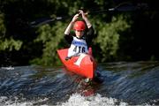 28 September 2013; Sean Cahill, Phoenix Kayak Club, Men's Junior General Purpose during the 2013 Liffey Descent. Lucan Village, River Liffey, Dublin. Picture credit: Ray Lohan / SPORTSFILE