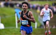 17 November 2024; Efrem Gidey of Clonliffe Harriers AC during the 123.ie National Senior, Junior and Juvenile Even Age Cross Country Championships at Castle Irvine Estate in Irvinestown, Fermanagh. Photo by Ramsey Cardy/Sportsfile