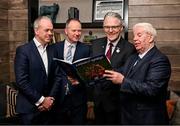 18 November 2024; Uachtarán Chumann Lúthchleas Gael Jarlath Burns with, from left, Forvis Mazars Managing Partner Tom O’Brien, GAA Director of Communications Alan Milton and Sportsfile photographer Ray McManus at the launch of A Season of Sundays 2024 at The Croke Park Hotel in Dublin. Photo by David Fitzgerald/Sportsfile