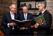 18 November 2024; Uachtarán Chumann Lúthchleas Gael Jarlath Burns with Forvis Mazars Managing Partner Tom O’Brien, left, and GAA Director of Communications Alan Milton at the launch of A Season of Sundays 2024 at The Croke Park Hotel in Dublin. Photo by David Fitzgerald/Sportsfile