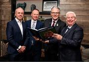18 November 2024; Uachtarán Chumann Lúthchleas Gael Jarlath Burns with, from left, Forvis Mazars Managing Partner Tom O’Brien, GAA Director of Communications Alan Milton and Sportsfile photographer Ray McManus at the launch of A Season of Sundays 2024 at The Croke Park Hotel in Dublin. Photo by David Fitzgerald/Sportsfile