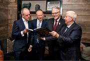 18 November 2024; Uachtarán Chumann Lúthchleas Gael Jarlath Burns with, from left, Forvis Mazars Managing Partner Tom O’Brien, GAA Director of Communications Alan Milton and Sportsfile photographer Ray McManus at the launch of A Season of Sundays 2024 at The Croke Park Hotel in Dublin. Photo by David Fitzgerald/Sportsfile