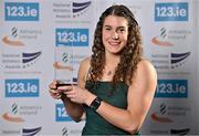 20 November 2024; Field Athlete of the Year Nicola Tuthill with her award during the 123.ie National Athletics Awards ceremony at the Crowne Plaza Hotel in Santry, Dublin. A full list of winners from the event can be found at AthleticsIreland.ie Photo by Sam Barnes/Sportsfile