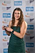 20 November 2024; Field Athlete of the Year Nicola Tuthill with her award during the 123.ie National Athletics Awards ceremony at the Crowne Plaza Hotel in Santry, Dublin. A full list of winners from the event can be found at AthleticsIreland.ie Photo by Sam Barnes/Sportsfile