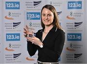 20 November 2024; Middle Distance Athlete of the Year Ciara Mageean with her award during the 123.ie National Athletics Awards ceremony at the Crowne Plaza Hotel in Santry, Dublin. A full list of winners from the event can be found at AthleticsIreland.ie Photo by Sam Barnes/Sportsfile