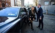 22 November 2024; Mr Conor McGregor and his partner Dee Devlin arrive for the civil action case, P Ní Laimhin v McGregor & Anor, in High Court 24 at Chancery Place in Dublin. Photo by David Fitzgerald/Sportsfile