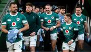 22 November 2024; Stuart McCloskey, centre, with teammates, from left, Tadhg Beirne, Joe McCarthy, Craig Casey and Jacob Stockdale before an Ireland Rugby captain's run at the Aviva Stadium in Dublin. Photo by Seb Daly/Sportsfile