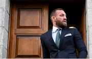 22 November 2024; Mr Conor McGregor leaves the court, as the court breaks for the jury’s decision in the civil action case, P Ní Laimhin v McGregor & Anor, in High Court 24 at Chancery Place in Dublin. Photo by David Fitzgerald/Sportsfile