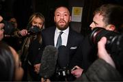 22 November 2024; Mr Conor McGregor leaves court, after the court announced the jury’s decision in the civil action case, P Ní Laimhin v McGregor & Anor, in High Court 24 at Chancery Place in Dublin. Photo by David Fitzgerald/Sportsfile