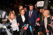 22 November 2024; Ms Nikita Ni Laimhin speaks to the media after the court announced the jury’s decision in the civil action case, P Ní Laimhin v McGregor & Anor, in High Court 24 at Chancery Place in Dublin. Photo by David Fitzgerald/Sportsfile