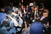 22 November 2024; Ms Nikita Ni Laimhin speaks to the media after the court announced the jury’s decision in the civil action case, P Ní Laimhin v McGregor & Anor, in High Court 24 at Chancery Place in Dublin. Photo by David Fitzgerald/Sportsfile