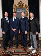 23 November 2024; In attendance are, from left, PFA Ireland general secretary Stephen McGuinness, Drogheda United manager Kevin Doherty, Fianna Fáil politician and former Minister of State at the Department of Tourism, Culture, Arts, Gaeltacht, Sport and Media and Equality, Thomas Byrne, and guest of honour Republic of Ireland head coach Heimir Hallgrímsson, during the PFA Ireland Awards 2024 at The College Green Hotel in Dublin. Photo by Stephen McCarthy/Sportsfile