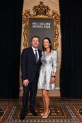 23 November 2024; MC Darragh Maloney and Michelle Fitzpatrick during the PFA Ireland Awards 2024 at The College Green Hotel in Dublin. Photo by Stephen McCarthy/Sportsfile