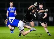 23 November 2024; Aaron Morgan of Kilcoo and Kieran Hughes of Scotstown during the AIB Ulster GAA Senior Club Football Championship semi-final match between Kilcoo and Scotstown at Box-IT Athletic Grounds in Armagh. Photo by Ramsey Cardy/Sportsfile