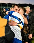 24 November 2024; Darragh Canavan, left, and Niall Kelly of Errigal Ciaran after their side's victory in the AIB Ulster GAA Senior Club Football Championship semi-final match between Clann Éireann and Errigal Ciaran at Páirc Esler in Newry, Down. Photo by Stephen Marken/Sportsfile