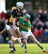 24 November 2024; Adam Screeney of Kilcormac-Killoughey is tackled by Shane Clavin of Castletown Geoghegan during the AIB Leinster GAA Senior Club Hurling Championship semi-final match between Castletown Geoghegan and Kilcormac-Killoughey at TEG Cusack Park in Mullingar, Westmeath. Photo by Tom Beary/Sportsfile