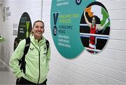 25 November 2024; Goalkeeper Sophie Whitehouse arrives for a Republic of Ireland women's gym and prehab session at the Sport Ireland Institute on the Sport Ireland Campus in Dublin. Photo by Stephen McCarthy/Sportsfile
