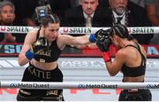 15 November 2024; Katie Taylor, left, and Amanda Serrano during their undisputed super lightweight championship fight at AT&T Stadium in Arlington, Texas, USA. Photo by Stephen McCarthy/Sportsfile Photo by Stephen McCarthy/Sportsfile