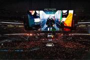 15 November 2024; Katie Taylor makes her way to the ring for her undisputed super lightweight championship fight with Amanda Serrano at AT&T Stadium in Arlington, Texas, USA. Photo by Stephen McCarthy/Sportsfile
