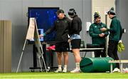 26 November 2024; Ireland assistant coach Andrew Goodman and Jack Crowley during an Ireland Rugby training session at the IRFU High Performance Centre in Dublin. Photo by Ramsey Cardy/Sportsfile
