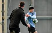 26 November 2024; Sam Prendergast, right, and James Ryan during an Ireland Rugby training session at the IRFU High Performance Centre in Dublin. Photo by Ramsey Cardy/Sportsfile