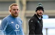 26 November 2024; Robbie Henshaw, right, and Finlay Bealham during an Ireland Rugby training session at the IRFU High Performance Centre in Dublin. Photo by Ramsey Cardy/Sportsfile