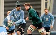 26 November 2024; Caelan Doris, left, and Joe McCarthy during an Ireland Rugby training session at the IRFU High Performance Centre in Dublin. Photo by Ramsey Cardy/Sportsfile
