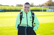26 November 2024; Abbie Larkin arrives for a Republic of Ireland women training session at the FAI National Training Centre in Abbotstown, Dublin. Photo by Stephen McCarthy/Sportsfile