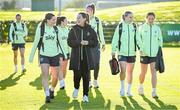 26 November 2024; Tyler Toland and performance coach Ivi Casagrande arrive for a Republic of Ireland women training session at the FAI National Training Centre in Abbotstown, Dublin. Photo by Stephen McCarthy/Sportsfile