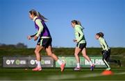 26 November 2024; Megan Connolly, centre, during a Republic of Ireland women training session at the FAI National Training Centre in Abbotstown, Dublin. Photo by Stephen McCarthy/Sportsfile