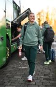 27 November 2024; Republic of Ireland's Katie McCabe at their team hotel in Dublin ahead of the team's departure to Cardiff for their UEFA Women's EURO 2025 Play-off second round first leg match against Wales on Friday. Photo by Stephen McCarthy/Sportsfile