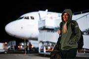 27 November 2024; Republic of Ireland's Lily Agg on the team's arrival at Cardiff Airport ahead of their UEFA Women's EURO 2025 Play-off second round first leg match against Wales on Friday. Photo by Stephen McCarthy/Sportsfile