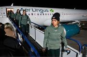 27 November 2024; Republic of Ireland's Denise O'Sullivan on the team's arrival at Cardiff Airport ahead of their UEFA Women's EURO 2025 Play-off second round first leg match against Wales on Friday. Photo by Stephen McCarthy/Sportsfile