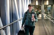 27 November 2024; Republic of Ireland's Megan Campbell at Dublin Airport ahead of the team's departure to Cardiff for their UEFA Women's EURO 2025 Play-off second round first leg match against Wales on Friday. Photo by Stephen McCarthy/Sportsfile