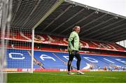 28 November 2024; Goalkeeper Courtney Brosnan during a Republic of Ireland women training session at Cardiff City Stadium in Wales. Photo by Stephen McCarthy/Sportsfile