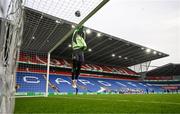 28 November 2024; Goalkeeper Courtney Brosnan during a Republic of Ireland women training session at Cardiff City Stadium in Wales. Photo by Stephen McCarthy/Sportsfile