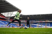 28 November 2024; Goalkeeper Courtney Brosnan during a Republic of Ireland women training session at Cardiff City Stadium in Wales. Photo by Stephen McCarthy/Sportsfile
