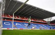 28 November 2024; Goalkeeper Courtney Brosnan during a Republic of Ireland women training session at Cardiff City Stadium in Wales. Photo by Stephen McCarthy/Sportsfile