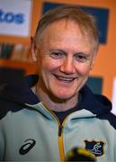 28 November 2024; Head coach Joe Schmidt speaks to the press during an Australia Rugby media conference at the Radisson St Helen's Hotel in Dublin. Photo by Ben McShane/Sportsfile