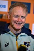 28 November 2024; Head coach Joe Schmidt speaks to the press during an Australia Rugby media conference at the Radisson St Helen's Hotel in Dublin. Photo by Ben McShane/Sportsfile