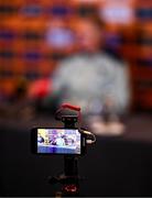 28 November 2024; Head coach Joe Schmidt speaks to the press during an Australia Rugby media conference at the Radisson St Helen's Hotel in Dublin. Photo by Ben McShane/Sportsfile