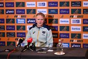 28 November 2024; Head coach Joe Schmidt speaks to the press during an Australia Rugby media conference at the Radisson St Helen's Hotel in Dublin. Photo by Ben McShane/Sportsfile